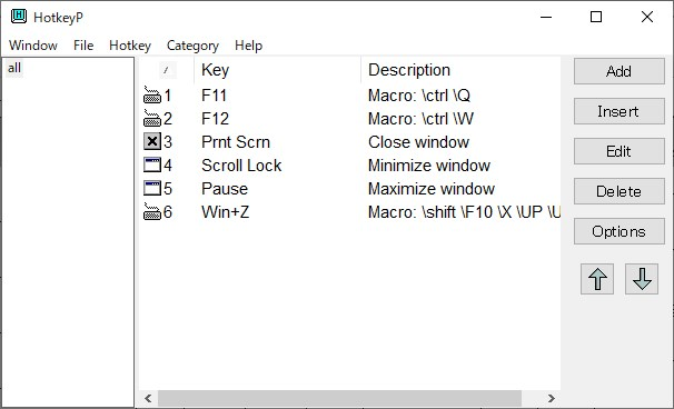WindowsのショートカットカスタマイズHotKeyPのショートカットの一例