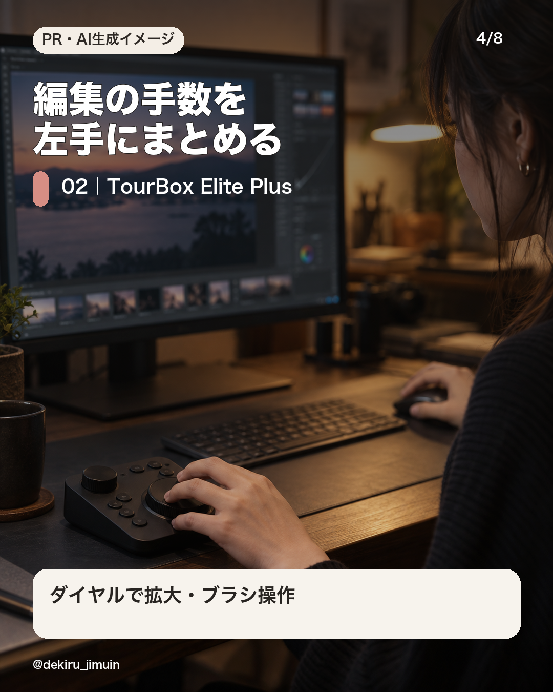 TourBoxを使って編集作業をするデスク